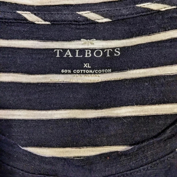 Talbots Women's XL Striped T-Shirt with Floral Embellishments - Picture 5 of 5